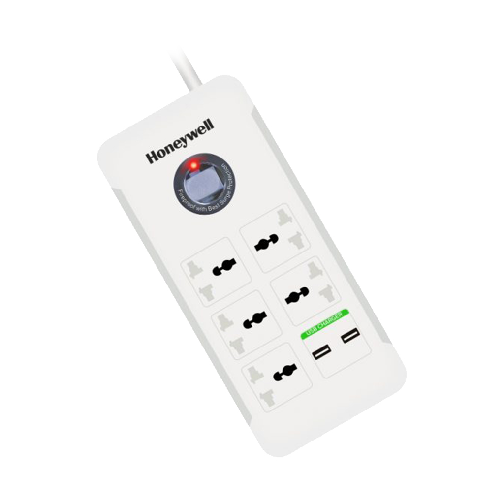 Honeywell 5 Socket Surge Protector + 2USB